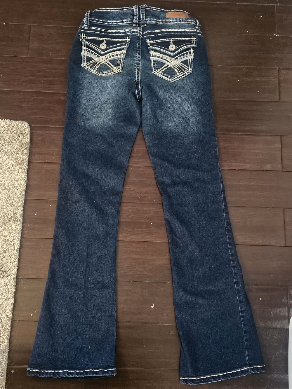 Wallflower Women's Dark Indigo Wide Leg Jeans - Picture 2 of 7
